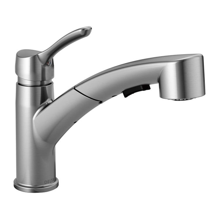 Delta Collins Single-Handle Pull-Out Kitchen Faucet, Tract Pack Model, Arctic Stainless - 4140-ARTP-DST