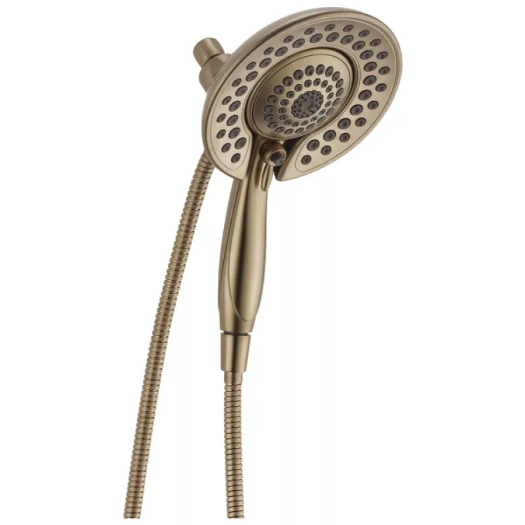Delta In2ition 1.75 GPM 5-Setting Touch-Clean 2-in-1 Shower, Touch-Clean Spray Nozzles, WaterSense Certified, Champagne Bronze - 58569-CZ-PK