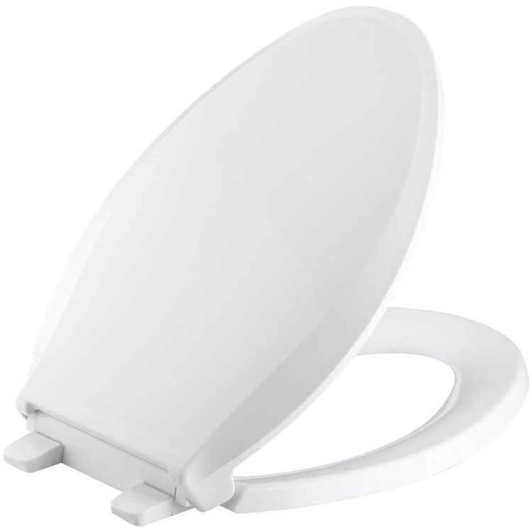 Elongated Toilet Seat, Slow Close, Plastic, White