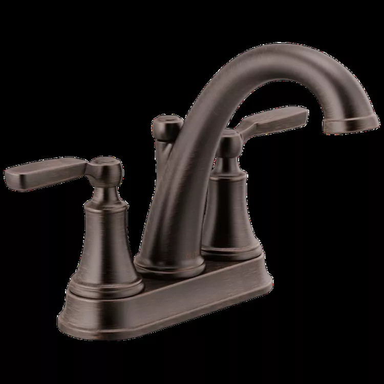 Delta Woodhurst Two-Handle Centerset Bathroom Faucet with 50/50 Pop-Up, Deck Mount, Lever Handles, Tract-Pack, 1.2 GPM, Venetian Bronze - 2532LF-RBTP