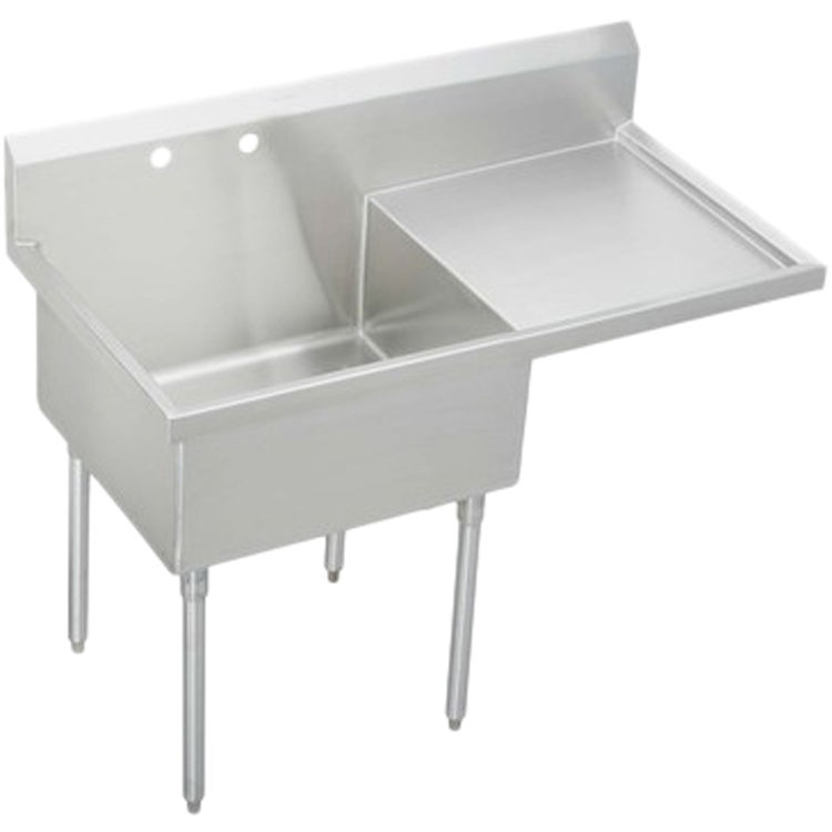 Elkay SS8136R2 Sturdibilt 61-1/2" x 27-1/2" x 14" Single Scullery Sink, Right Drainboard, 2 Holes, 14-Gauge Stainless