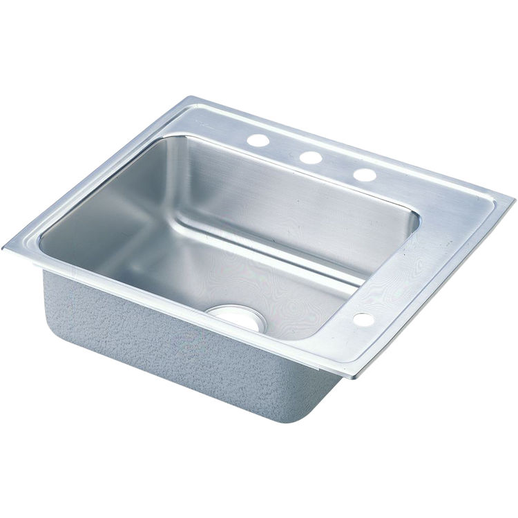 Elkay DRKAD222060R2 Lustertone Classic 22" x 19-1/2" x 6" Single Bowl Drop-In Classroom ADA Sink, R2 Holes, 18-Gauge Stainless
