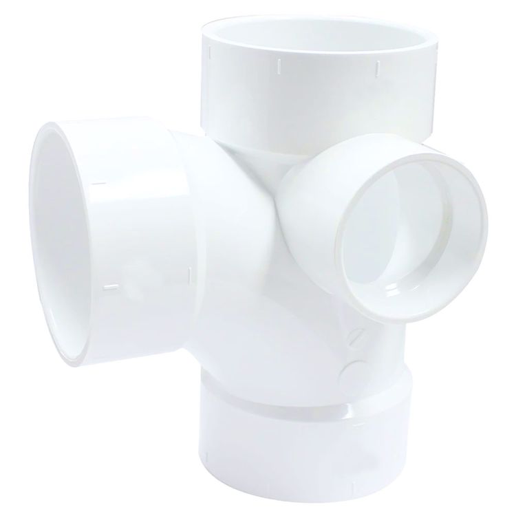 3" PVC Sanitary Tee with 2" Right Inlet DWV (Drain Waste and Vent) - Hub