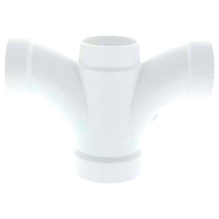 2" x 1-1/2" PVC Double Fixture Tee DWV (Drain Waste and Vent) - Hub