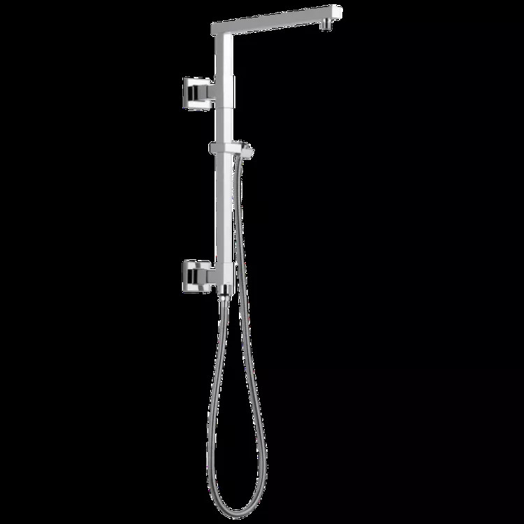 Delta Universal Showering 18in Angular Shower Column Kit with Stretchable Hose for Shower Head and Hand Shower, Chrome - 58410