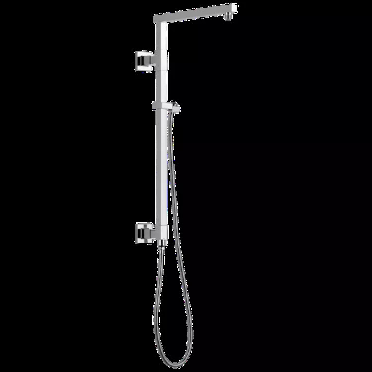 Delta Universal Showering 26in Angular Shower Column Kit with Stretchable Hose for Shower Head and Hand Shower, Chrome - 58420