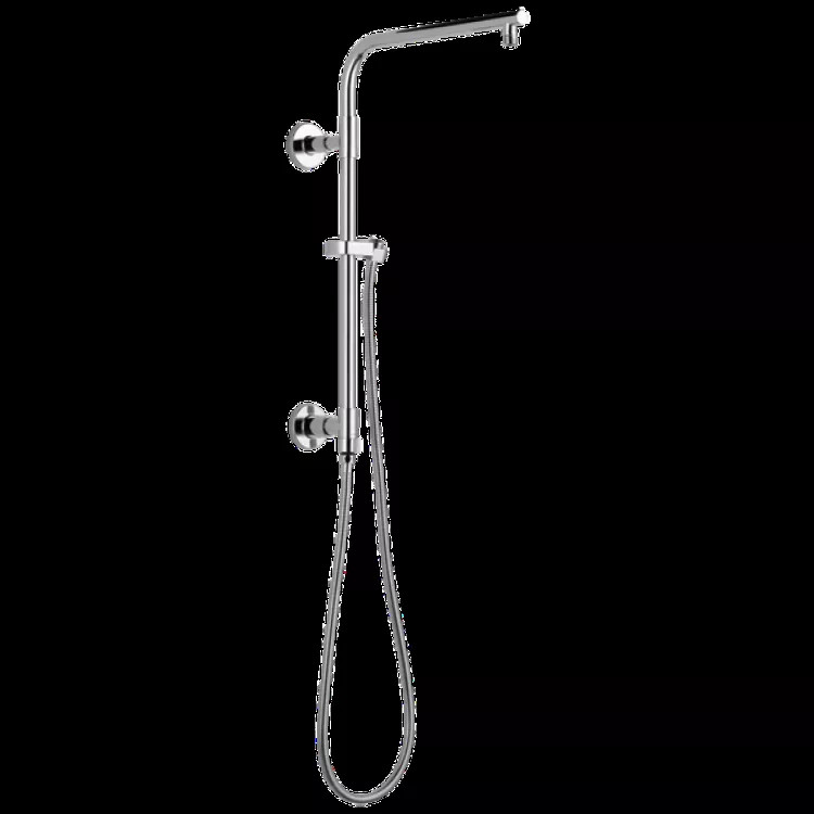 Delta Universal Showering 18in Round Shower Column Kit with Stretchable Hose for Shower Head and Hand Shower, Chrome - 58810