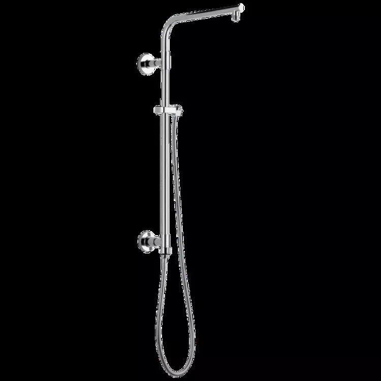 Delta Universal Showering 26in Round Shower Column Kit with Stretchable Hose for Shower Head and Hand Shower, Chrome - 58820
