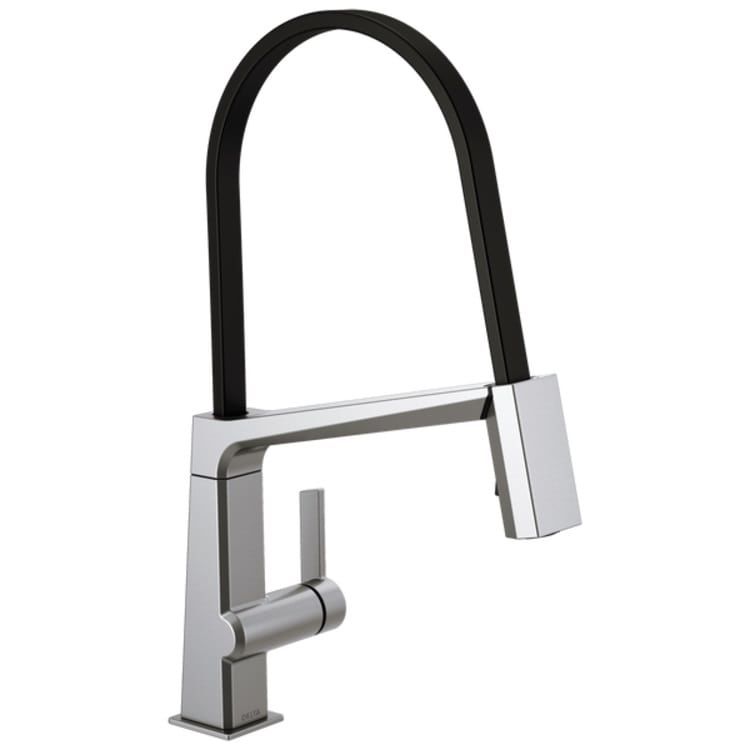 Delta Pivotal Single-Handle Exposed Hose Kitchen Faucet, Arctic Stainless - 9693-AR-DST