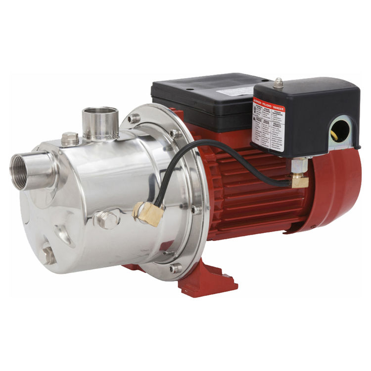 Red Lion Shallow Well Jet Pump with 30/50 Pressure Switch, Stainless Steel, 3/4 HP, 115/230 V, 12.8 GPM, Corrosion-Resistant, 1" FNPT - RJS-75SS (97080702)