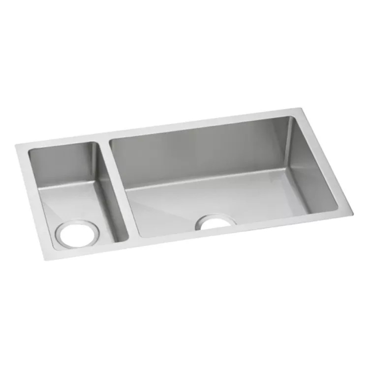Elkay Crosstown 16 Gauge Stainless Steel, 32-1/4" x 18-1/4" x 10" 30/70 Double Bowl Undermount Sink - EFRU321910T