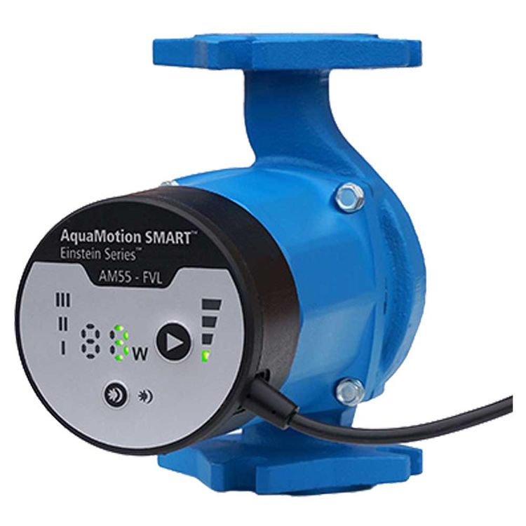 AquaMotion Einstein Circulator Pump with Built-In Check Valve, Cast Iron, 20 GPM, 20' Max Head, Variable Speed, 4-Bolt Flange - AM55-FVL