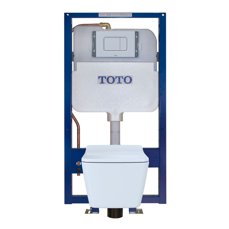 TOTO SP Wall-Hung Square-Shape Toilet and DuoFit In-Wall 1.28 and 0.9 GPF Dual-Flush Tank System with Copper Supply - CWT449249CMFG#MS