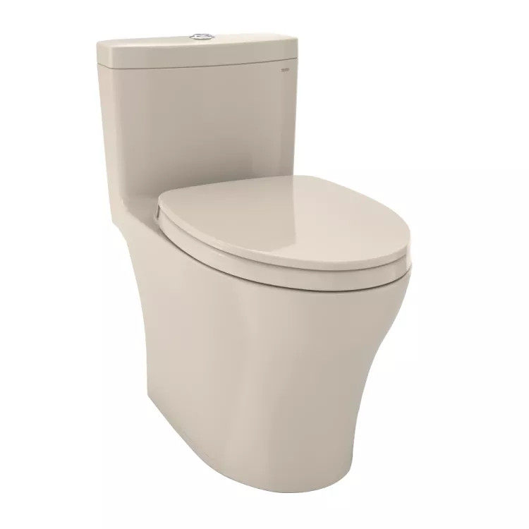 TOTO Aquia IV One-Piece Elongated Dual Flush 1.28 and 0.8 GPF Universal Height, WASHLET+ Ready Toilet with CEFIONTECT, Bone - MS646124CEMFG#03
