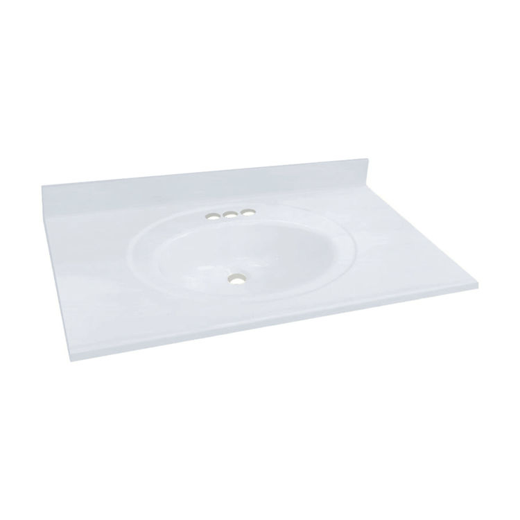 Transolid 1409-7820 Cultured Marble 43" x 22" Vanity Top Sink, White