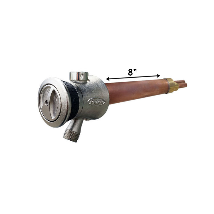 Prier Truetemp 8in Hot & Cold Hydrant, Single-Handle, Anti-Siphon, 1/2in Copper Inlet, Satin Nickel- P-118L08