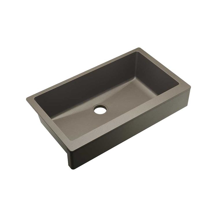 Elkay Quartz Luxe 35-7/8" x 20-15/16" x 9" Single Bowl Farmhouse Sink with Perfect Drain, Silvermist - ELXUFP3620SM0