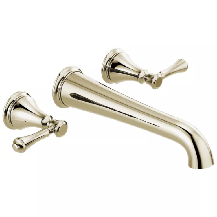 Delta Traditional Two-Handle Wall-Mount Tub Faucet Trim, Lever Handles, ADA-Compliant, Polished Nickel - T5797-PNWL