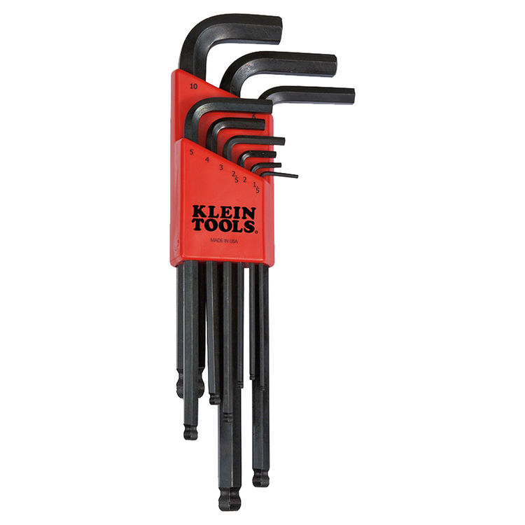 KLEIN BLMK10 L STYLE BALL END HEX KEY CADDY SET METRIC 9 PC