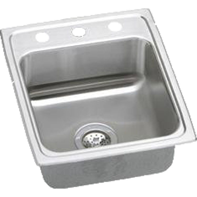 Elkay LRQ17203 Lustertone Classic 17" x 20" x 7-5/8" Single Bowl Drop-In Sink w/ Quick-clip, 3 Holes, Stainless