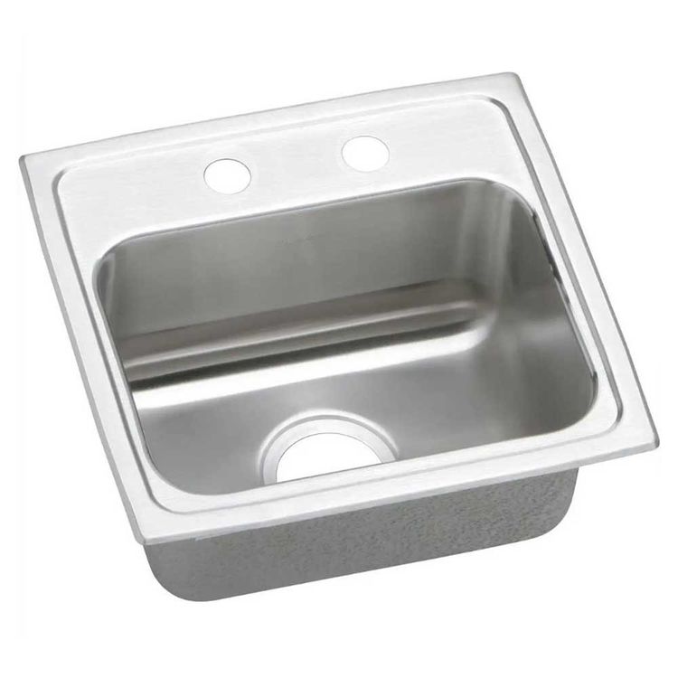 Elkay LRQ15222 Lustertone Classic 15" x 22" x 7-5/8" Single Bowl Drop-In Sink w/ Quick-clip, 2 Holes, Stainless