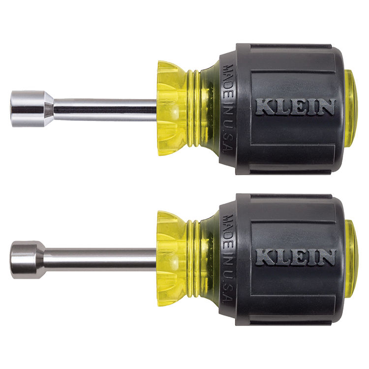 KLEIN 610M STUBBY NUT DRIVER SET 1-1/2" SHAFTS MAGNETIC 2 PC