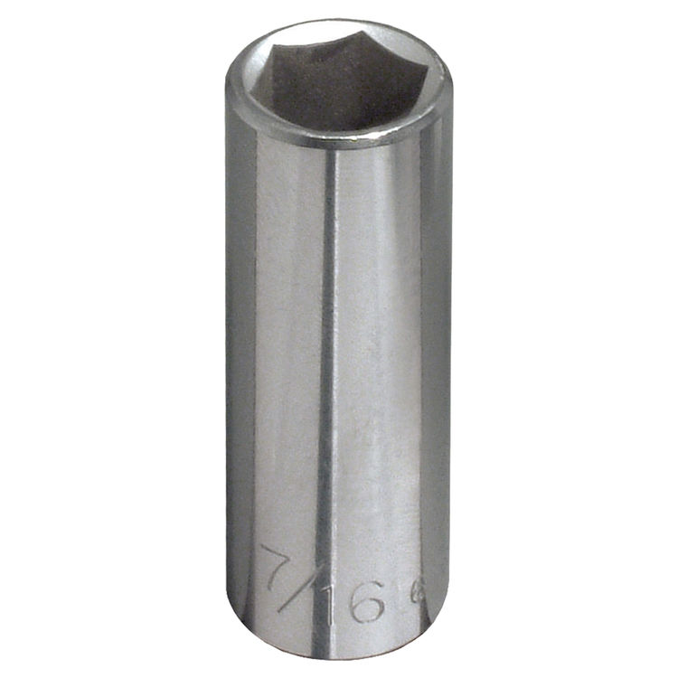 KLEIN 65615 7/16" DEEP 6-POINT SOCKET, 1/4" DRIVE