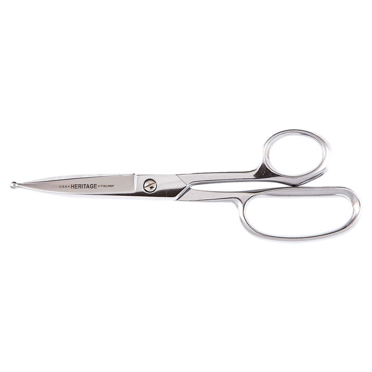 KLEIN 718LRBP HEAVY DUTY SHEAR W/LARGE RING, BALL TIPS, 9-1/8"
