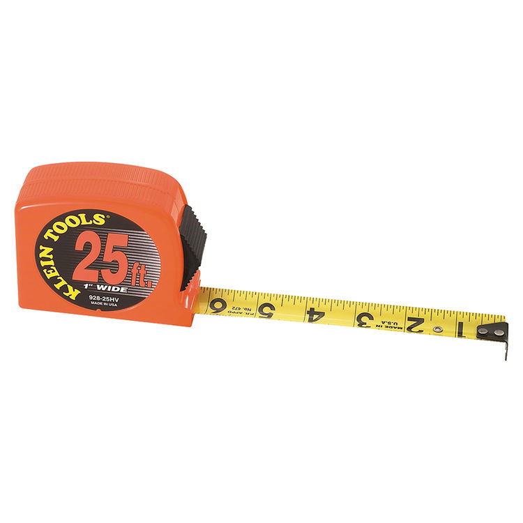 KLEIN 928-25HV TAPE MEASURE 25 FT HIGH VISIBILITY CASE