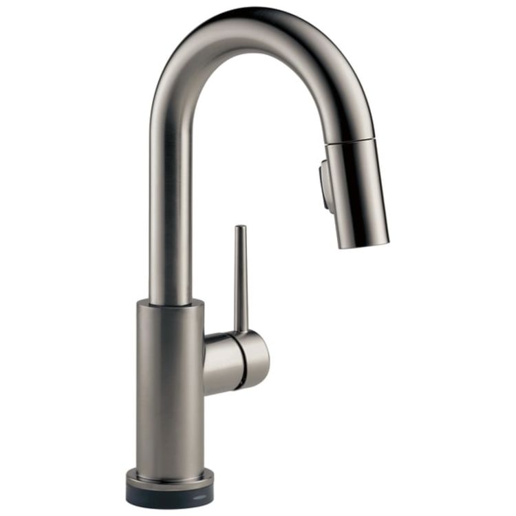 Delta Trinsic Single-Handle Black Stainless Pull-Down Bar/Prep Faucet, 1.8 GPM, Lever Handle, Diamond Seal Technology, ADA, Touch2O - 9959T-KS-DST