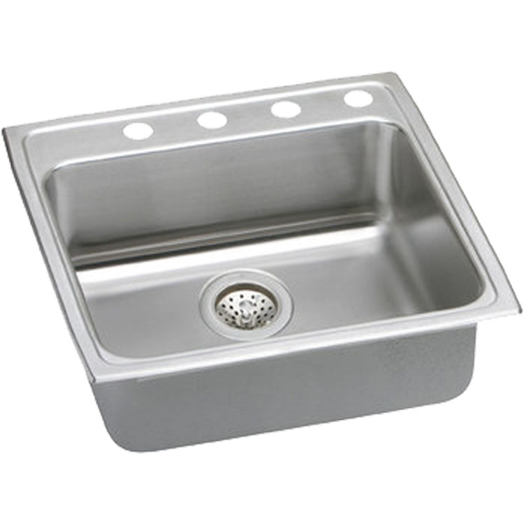 Elkay LRADQ2222502 Lustertone Classic 22" x 22" x 5" Single Bowl Drop-in ADA Sink w/ Quick-clip, 2 Holes, Stainless