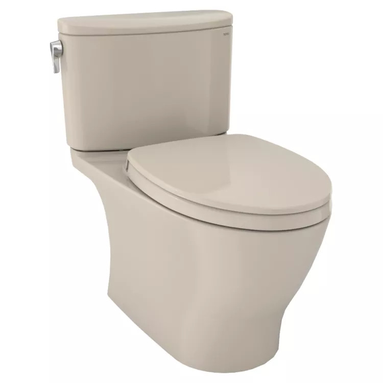 TOTO Nexus 1G Two-Piece Elongated 1.0 GPF Universal Height Toilet with CEFIONTECT and SS124 SoftClose Seat,  WASHLET+ Ready, Bone - MS442124CUFG#03