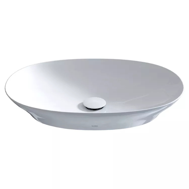 TOTO Kiwami Oval 24 Inch Vessel Bathroom Sink with CEFIONTECT, Cotton White - LT474G#01