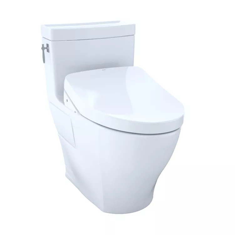 TOTO Aimes WASHLET+ One-Piece Toilet with S500e Bidet Seat, Auto-Open/Close, 1.28 GPF, Auto-Flush, Cotton White - MW6263056CEFGA#01