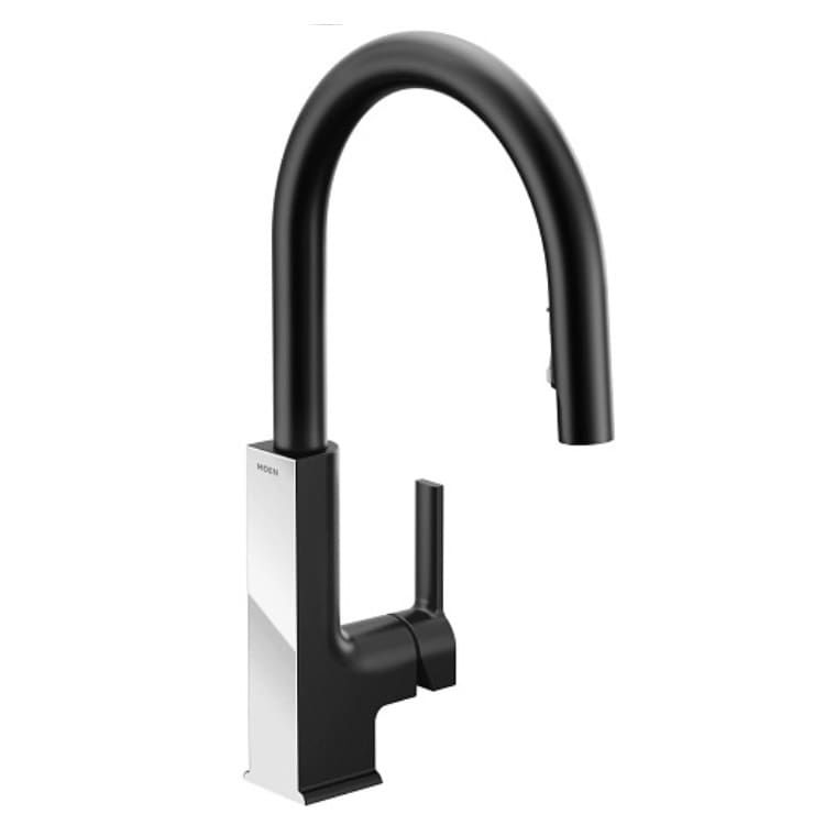 Moen STO Single-Handle Pull-Down High Arc Kitchen Faucet, Matte Black/Chrome - S72308BLC