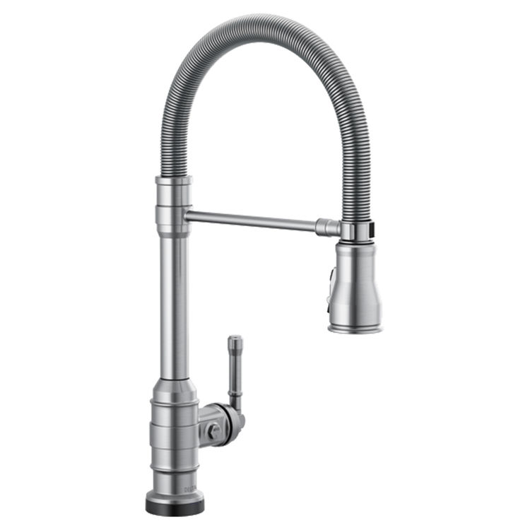 Delta Broderick Pro Touch2O Single Handle Pull-Down Kitchen Faucet w/ Spring Spout, Arctic Stainless - 9690T-AR-DST