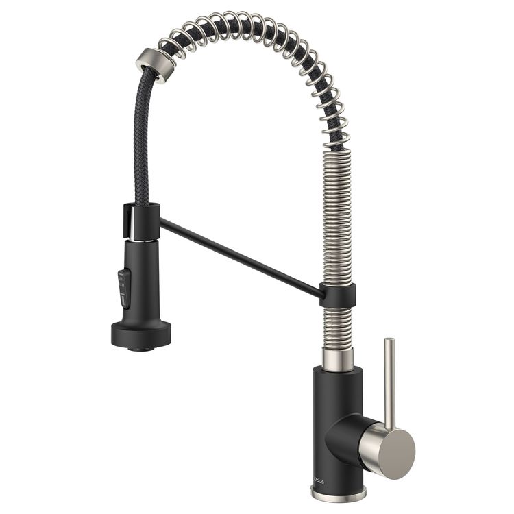 KRAUS KPF-1610SSMB BOLDEN ONE HANDLE SEMI PRO KITCHEN FAUCET STAINLESS / MATTE BLACK