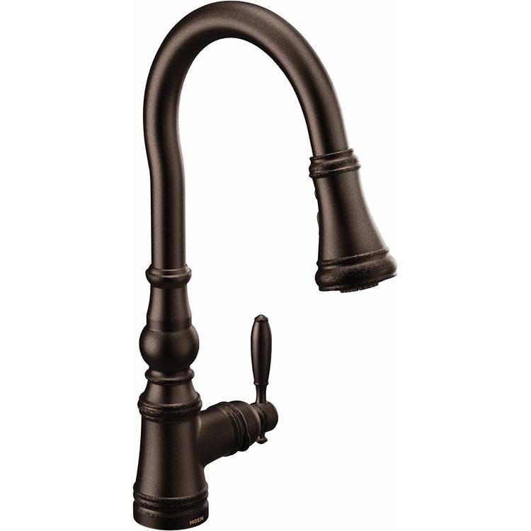 Moen Weymouth Single Handle High Arc Pull-Down Kitchen Faucet, Oil-Rubbed Bronze - S73004ORB