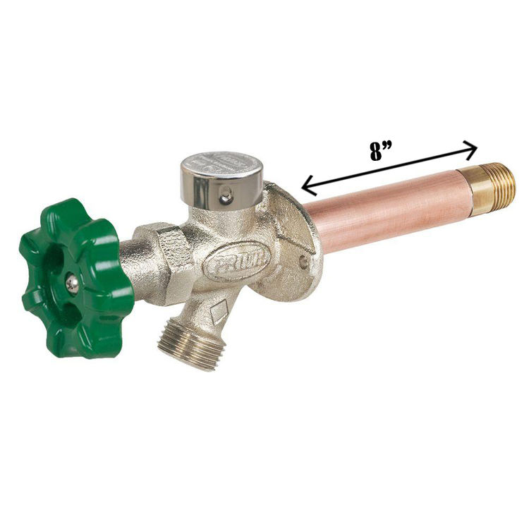 Prier 8-Inch Freezeless Wall Hydrant With Soft Grip Handle, 1/4-Inch Turn x 1/2-Inch Push-Fit - P-164G08