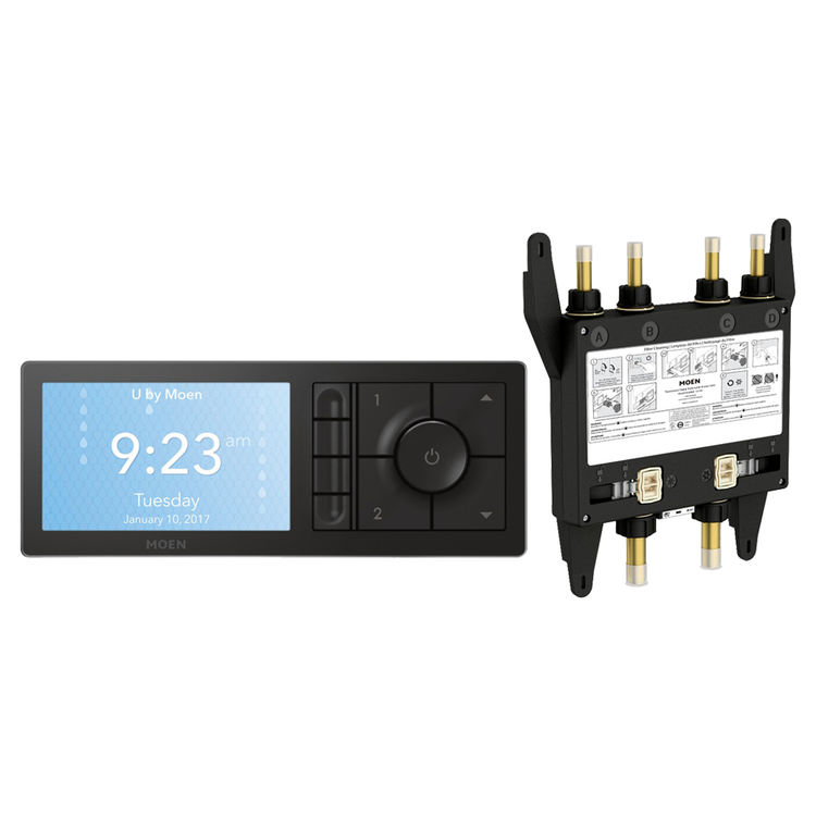 Moen TS3304BL-KIT U by Moen 4-Outlet Smart Shower System Controller w/ Rough-In Valve, Matte Black