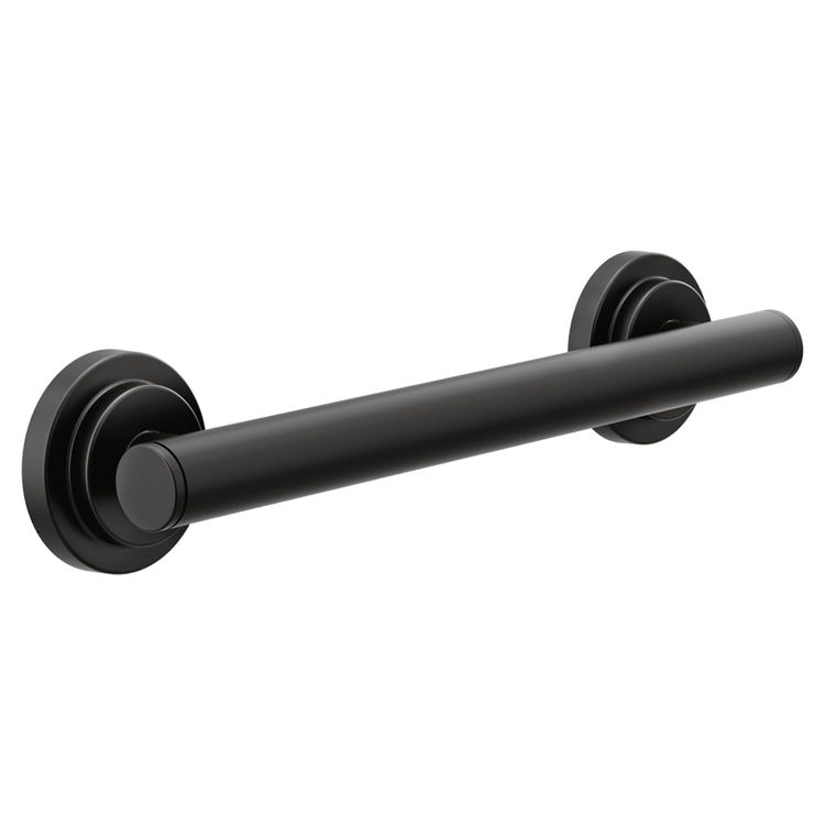 Moen Iso 12" Designer Round Grab Bar, ADA-Compliant, SecureMount, Matte Black - YG0712BL 