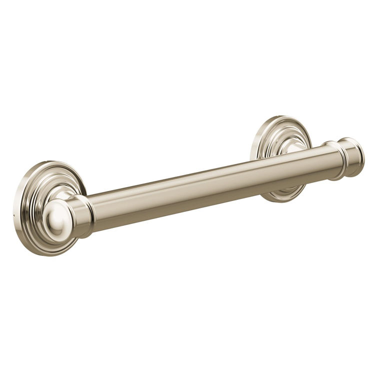 Moen Belfield 12" Designer Round Grab Bar, ADA-Compliant, SecureMount, Polished Nickel - YG6412NL