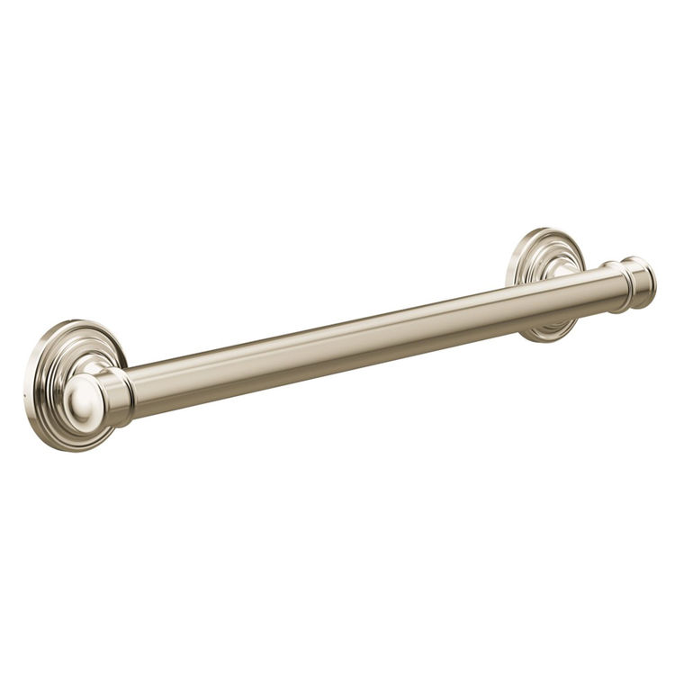 Moen Belfield 18" Designer Round Grab Bar, ADA-Compliant, SecureMount, Polished Nickel - YG6418NL