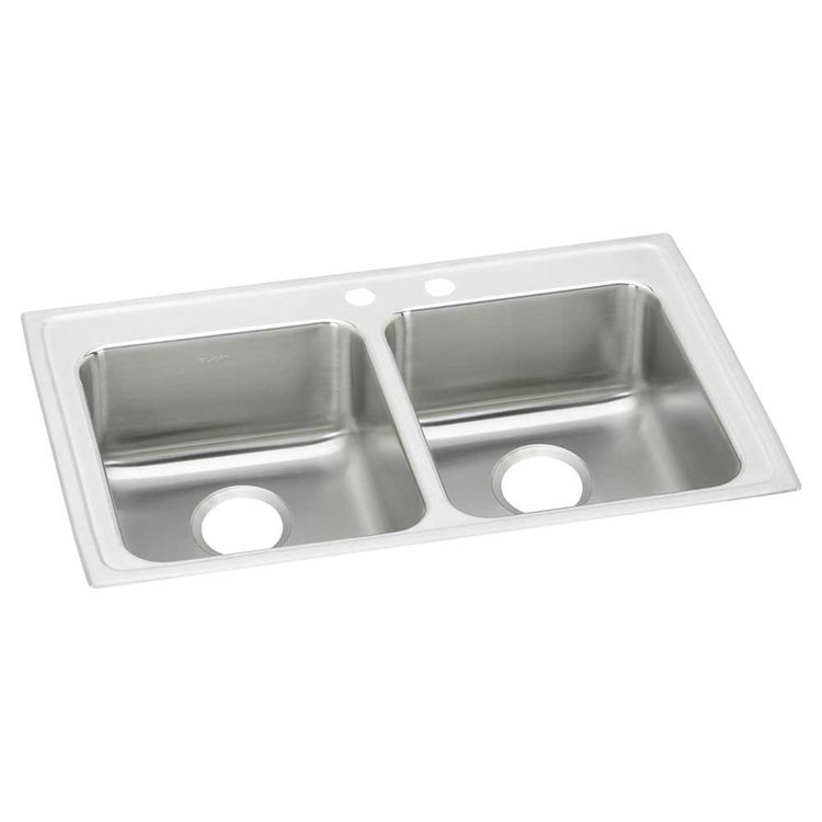 Elkay LRAD292260MR2 Lustertone Classic 29" x 22" x 6" Equal Double Bowl Drop-in ADA Sink, 2 Offset Holes, Stainless