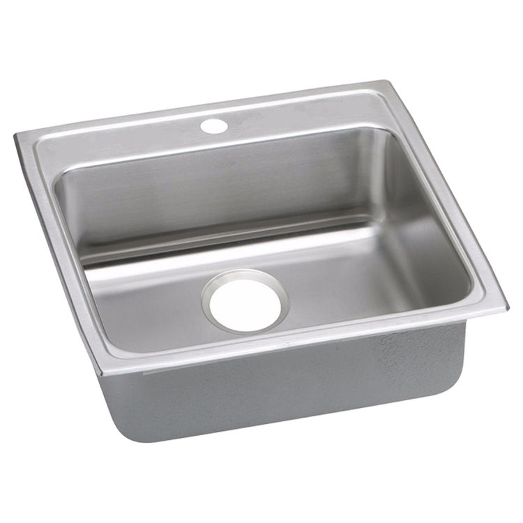 Elkay LRAD2222551 Lustertone Classic 22" x 22" x 5-1/2" Single Bowl Drop-in ADA Sink, 1 Hole, Stainless