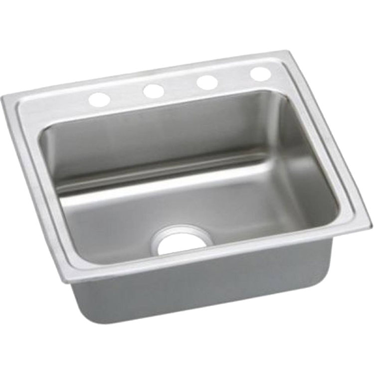 Elkay LRAD191860OS4 Lustertone Classic 19" x 18" x 6" Single Bowl Drop-in ADA Sink, OS4-Hole, Stainless