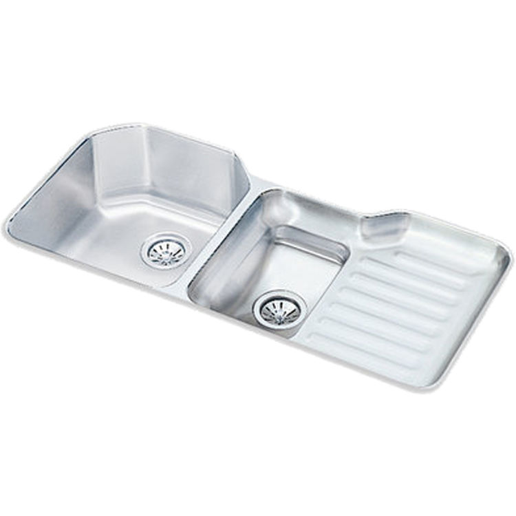 Elkay ELUH4221LDBG Lustertone Classic 41-1/2" x 20-1/2" x 9-1/2" 40/60 Double Bowl Undermount Sink Kit, Stainless