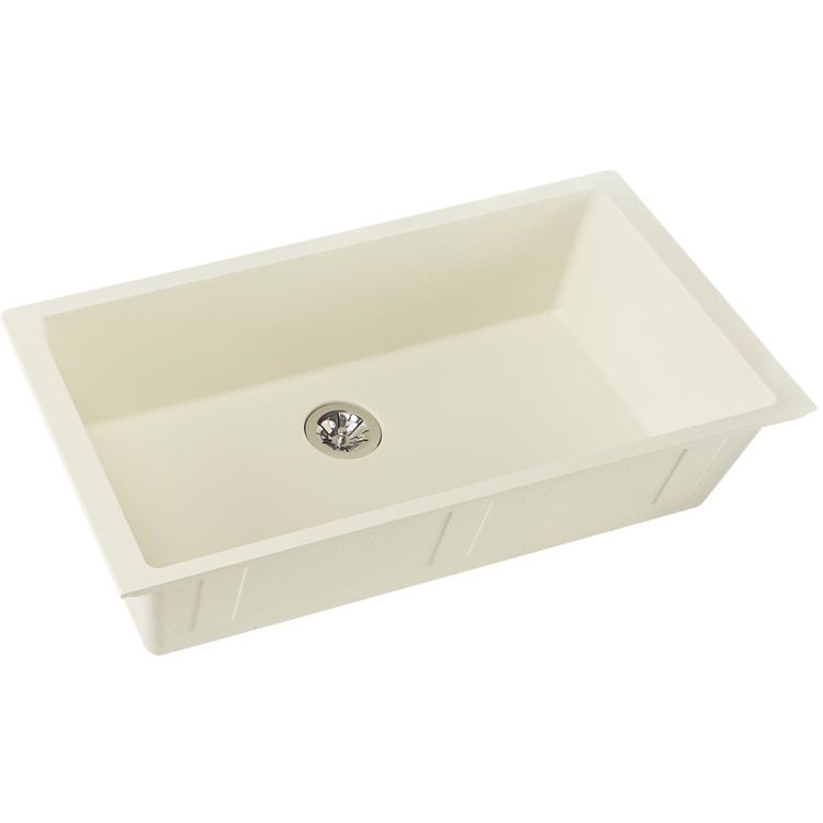 Elkay Quartz Luxe Single Bowl Undermount Kitchen Sink with Perfect Drain, Parchment - ELXRUP3620PA0