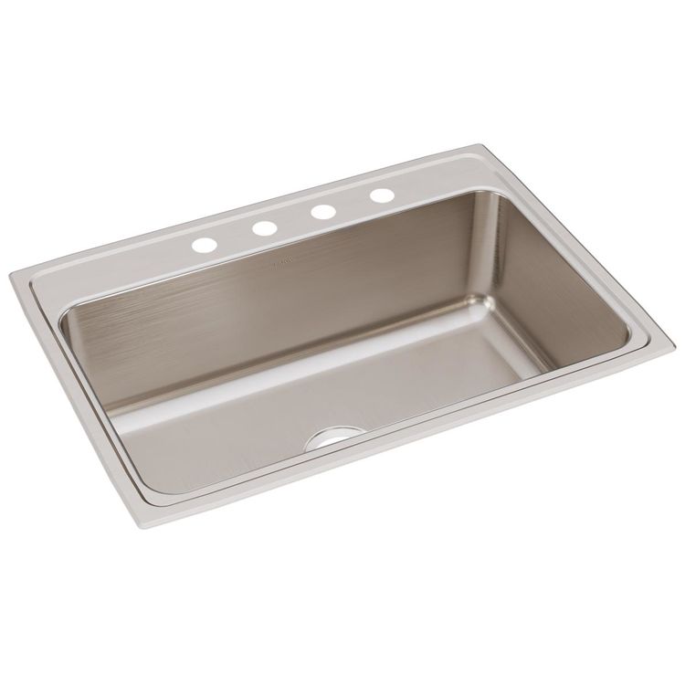 Elkay DLR3122104 Lustertone Classic 31" x 22" x 10-1/8" Single Bowl Drop-In Sink, 4 Holes, 18-Gauge Stainless