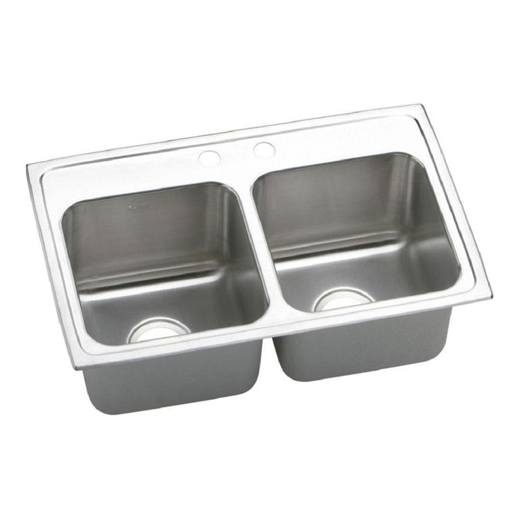 Elkay DLR2918102 Lustertone Classic 29" x 18" x 10" Equal Double Bowl Drop-In Sink, 2 Holes, 18-Gauge Stainless